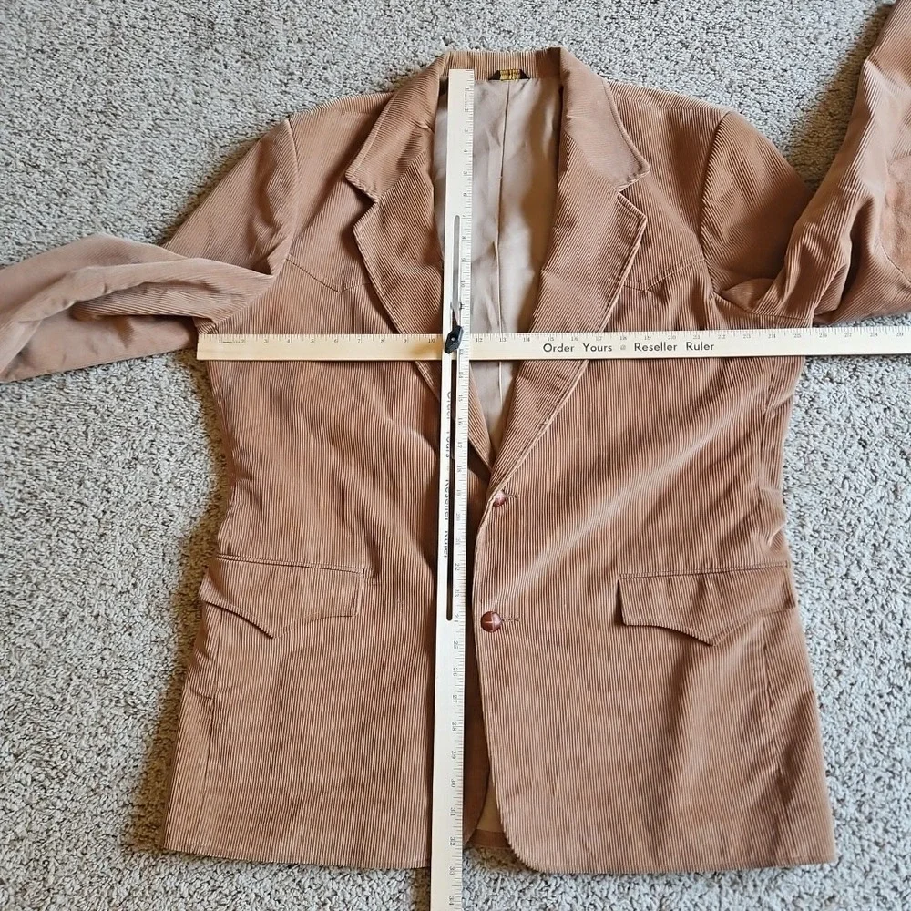 Pioneer Wear Blazer Mens 46L Corduroy Western Rockabilly Elbow Patches‎ Brown